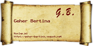 Geher Bertina névjegykártya